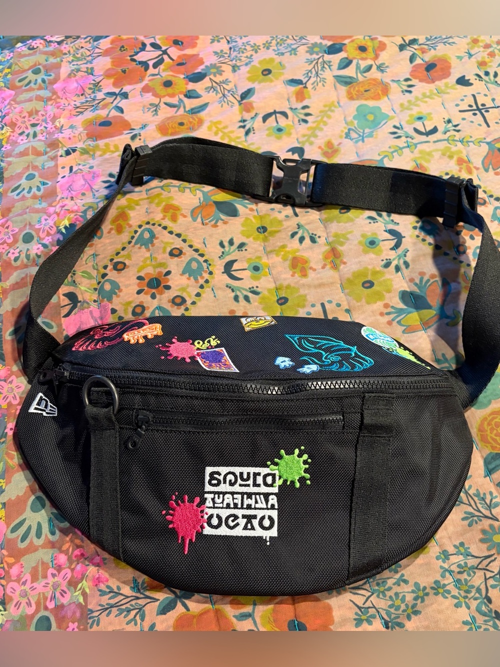 tokidoki Black Graphic Patch Waist Bag with Neon Accents